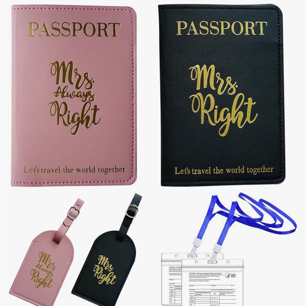 Mrs.Right and Mrs.Always Right Passport Holders and Luggage Tags with Plastic